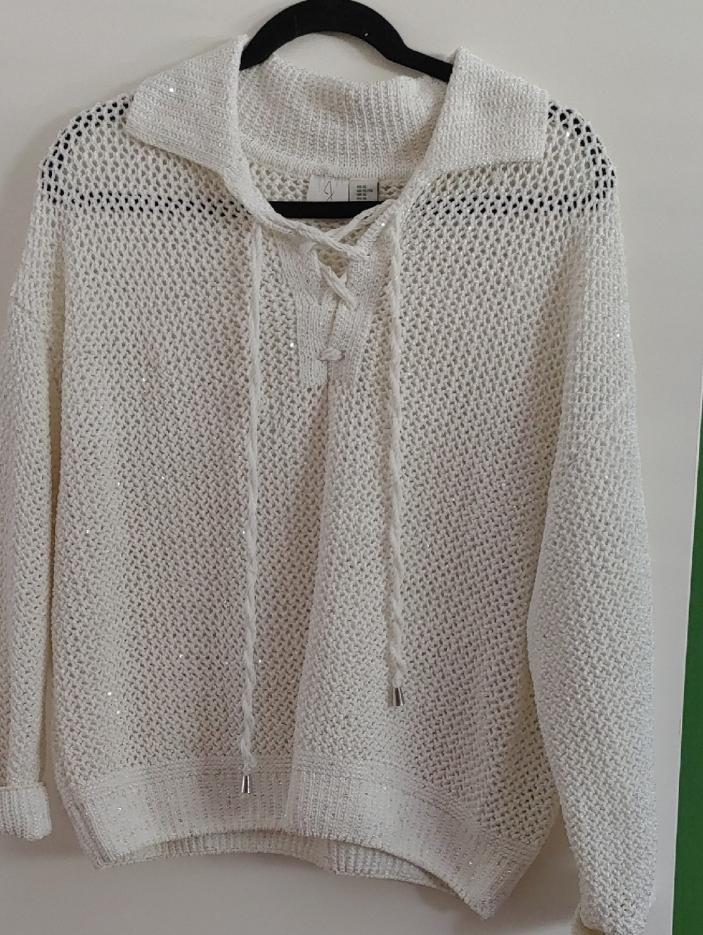 Joe Knit Lace-Up Collar Sweater - Ivory